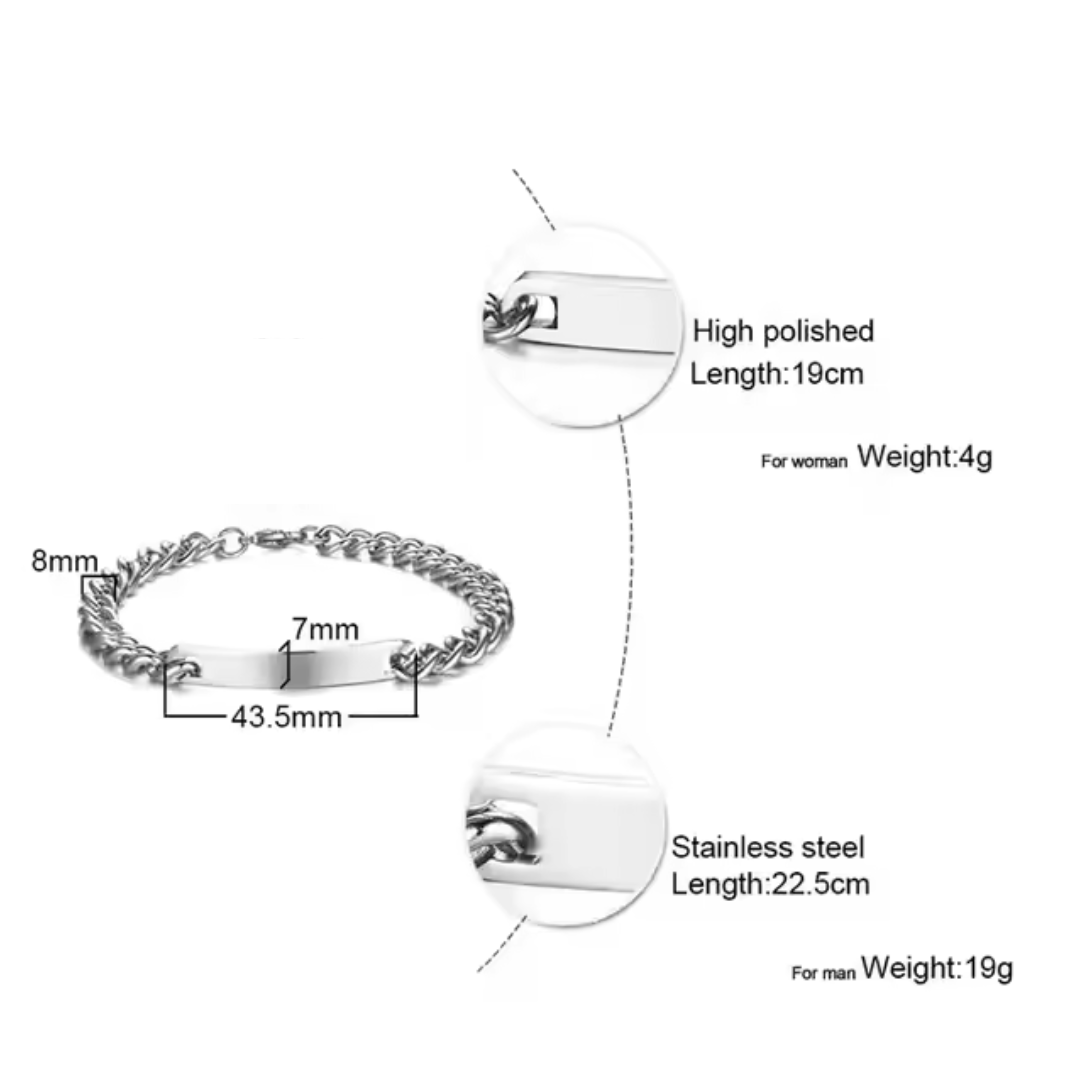 刻印カップル チェーンブレスレットセット
