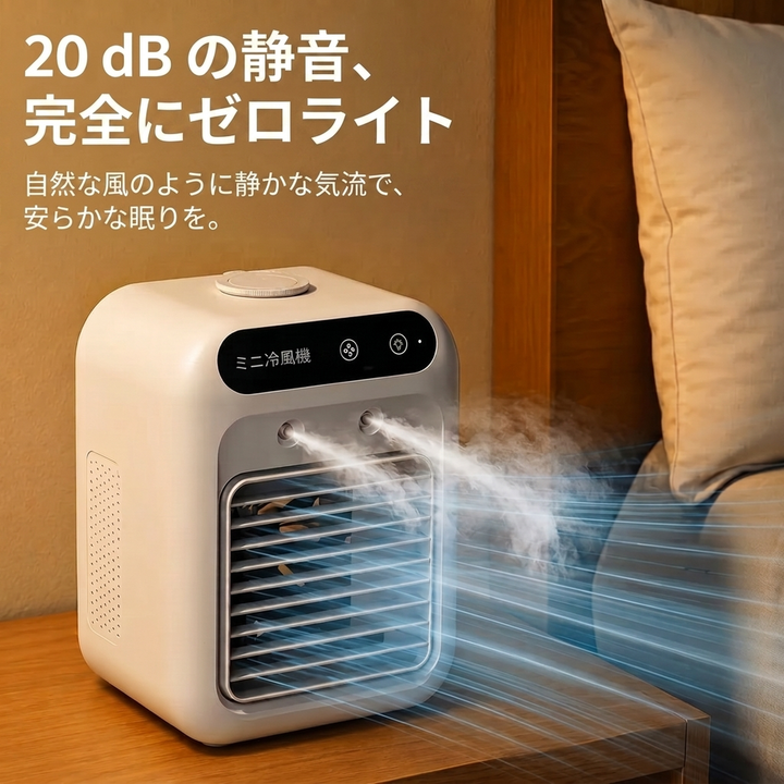 充電式 卓上冷風機 500ミリリットル大容量タンク
