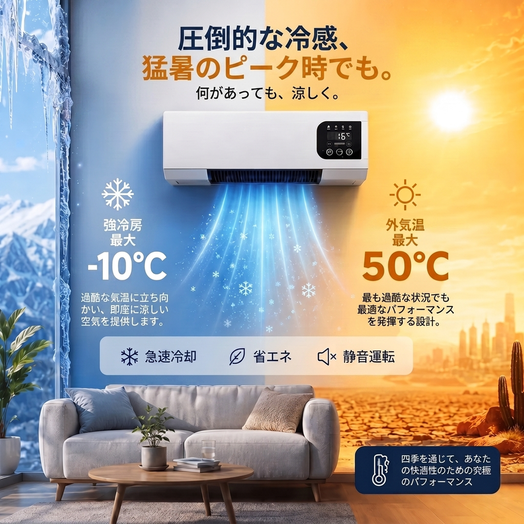 リモコン付き 壁掛け温冷風機 2000ワット