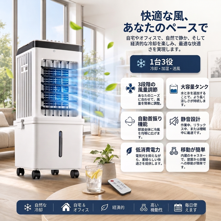 1台3役 据置冷風機 冷風・加湿・清浄