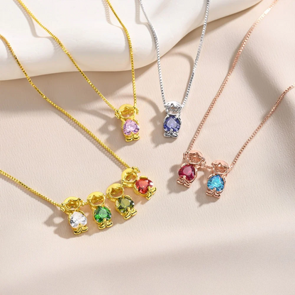 誕生石付き キッズチャーム ママネックレス