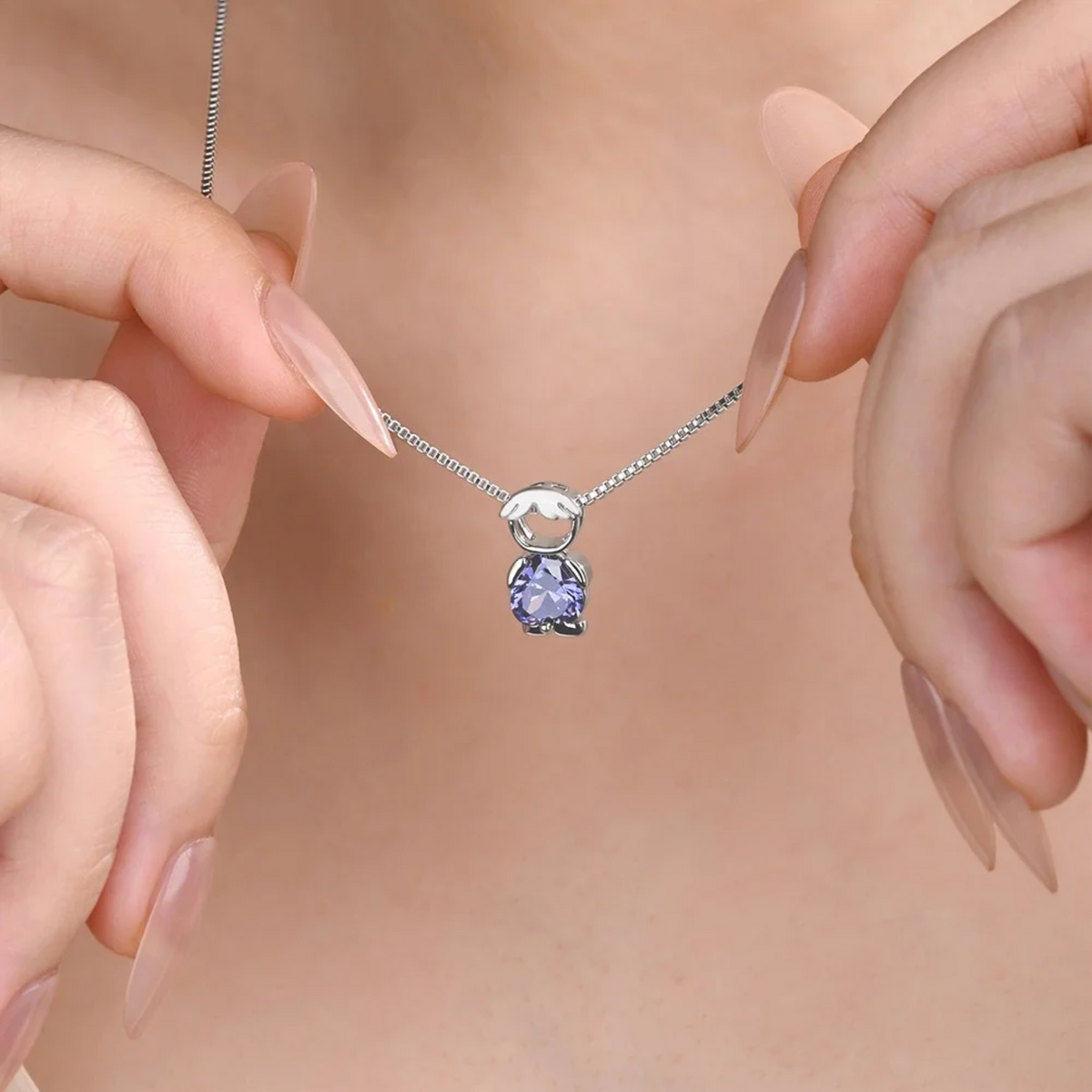 誕生石付き キッズチャーム ママネックレス