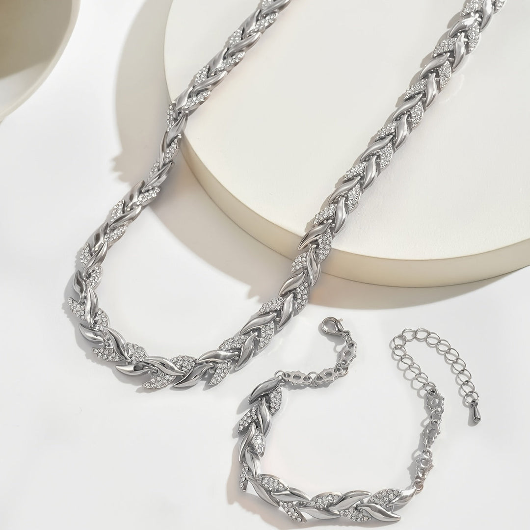 穂花｜クリスタル フィッシュテール ネックレス＆ブレスレット セット