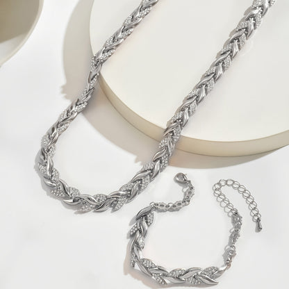 ホノカ：クリスタル フィッシュテール ネックレス＆ブレスレット セット