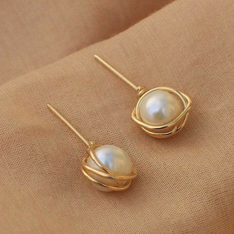 結衣 — ヴィンテージ ゴールデンスレッド パールピアス