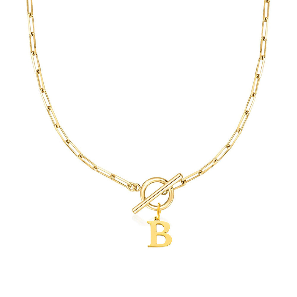 イニシャル ペーパークリップチェーンネックレス