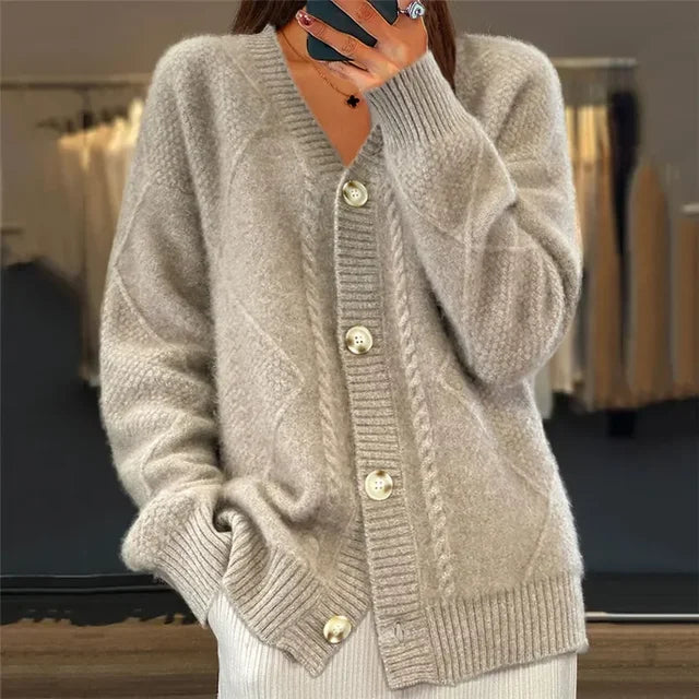 カーディガン レディース Vネック ニット 長袖 上品 羽織り