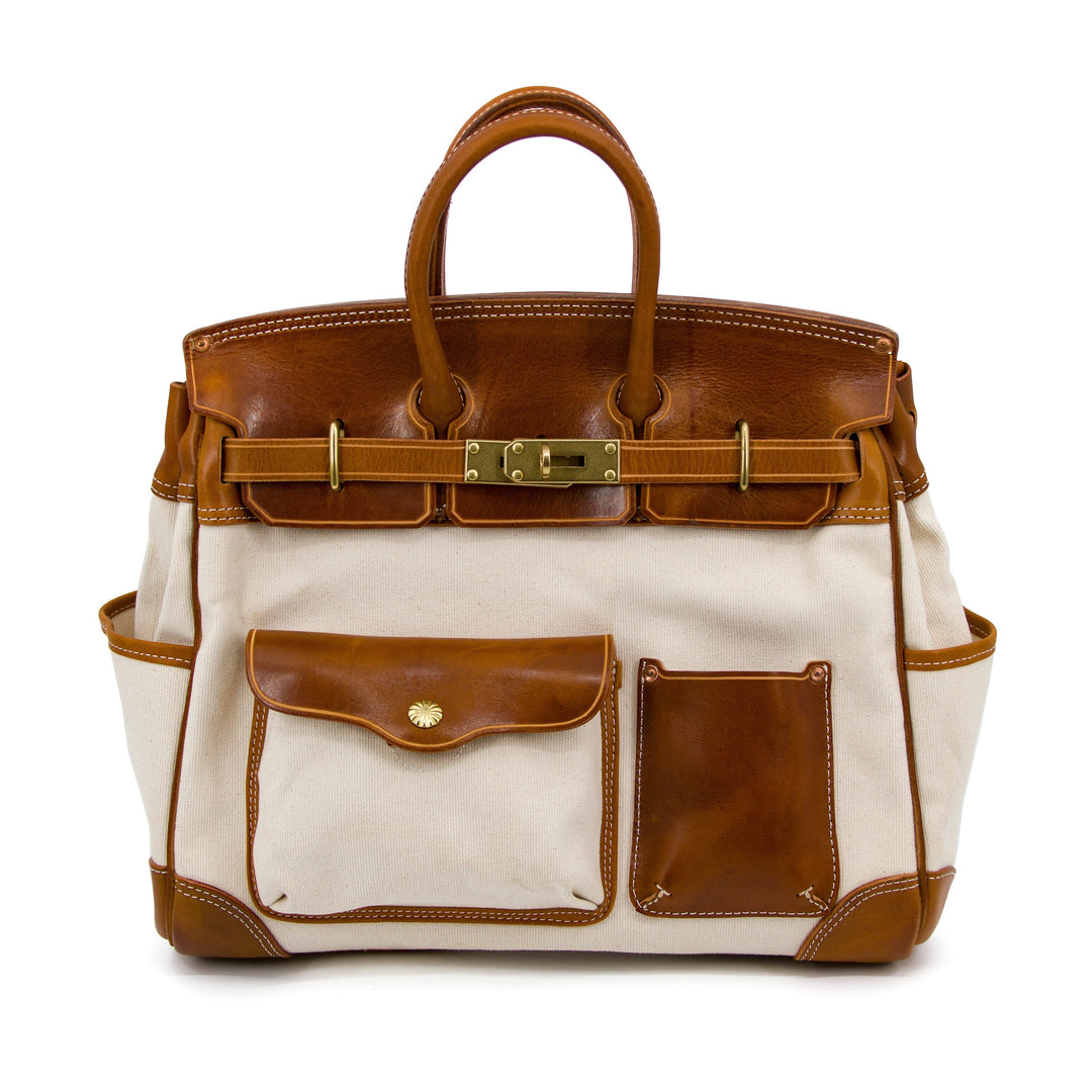 Handmade Full-Grain Leather &amp; Canvas Travel Bag | バッグ
