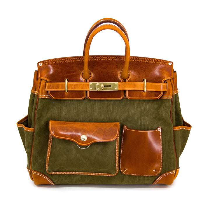 Handmade Full-Grain Leather &amp; Canvas Travel Bag | バッグ