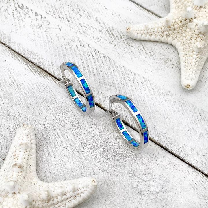 碧月 — ブルーオパール シルバーピアス