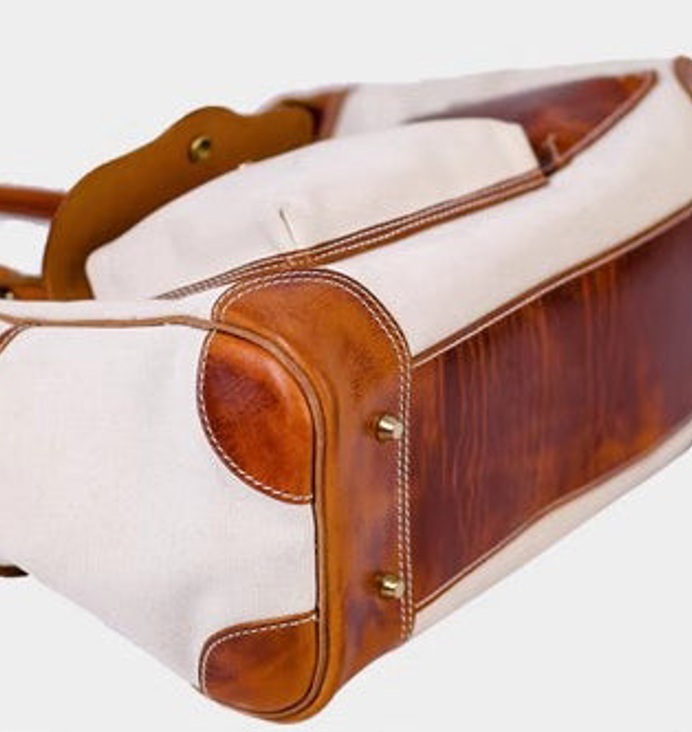 Handmade Full-Grain Leather &amp; Canvas Travel Bag | バッグ