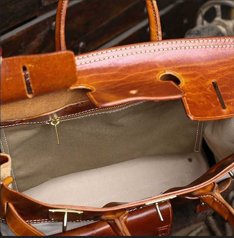 Handmade Full-Grain Leather &amp; Canvas Travel Bag | バッグ