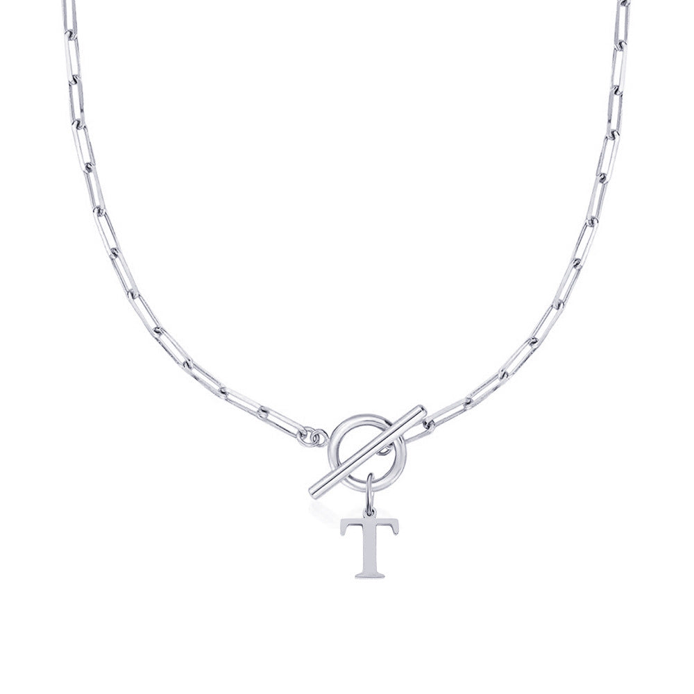 イニシャル ペーパークリップチェーンネックレス