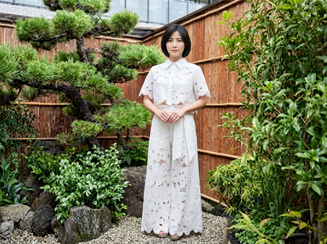 葵｜クロップトップとワイドレッグトラウザーセット