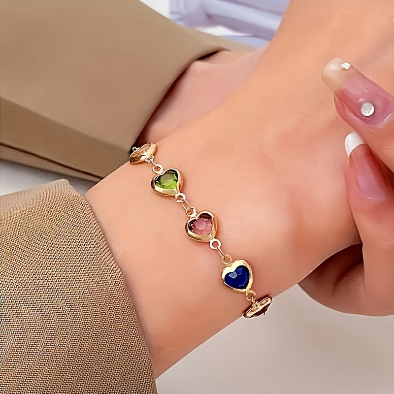 レインボーハート ストーンブレスレット