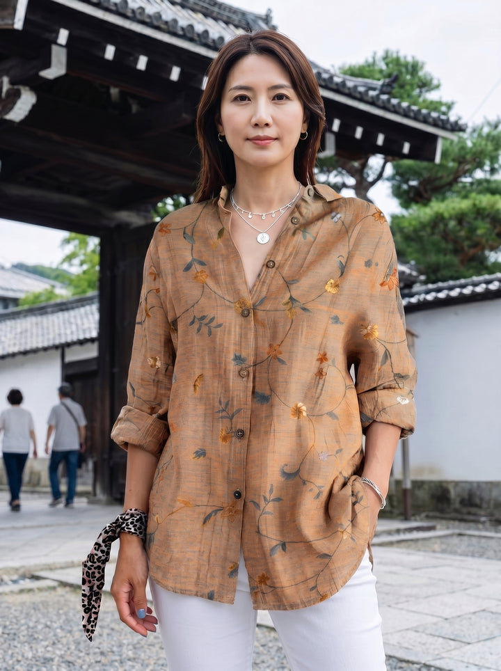 colour:Orange/Gray with floral pattern
