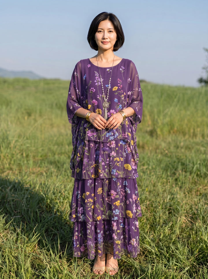 colour:Purple with Flowers